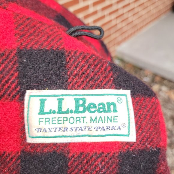 Vintage LL Bean Baxter State Parka Red with Plaid lining Size Large - Picture 9 of 11
